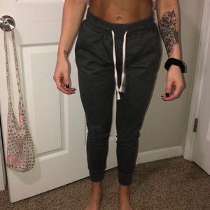 Gray sweatpants/White string